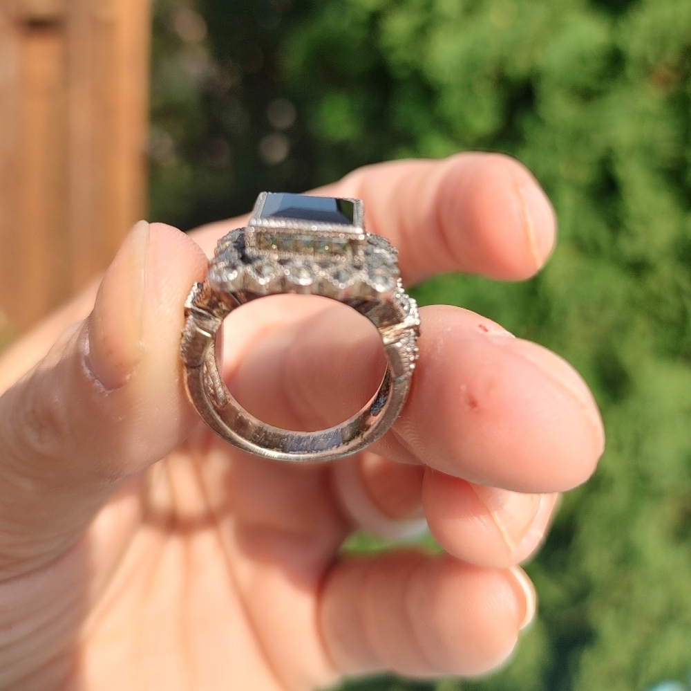 Judith Jack Sterling Silver Marcasite Black Onyx Ring! - Picture 5 of 14